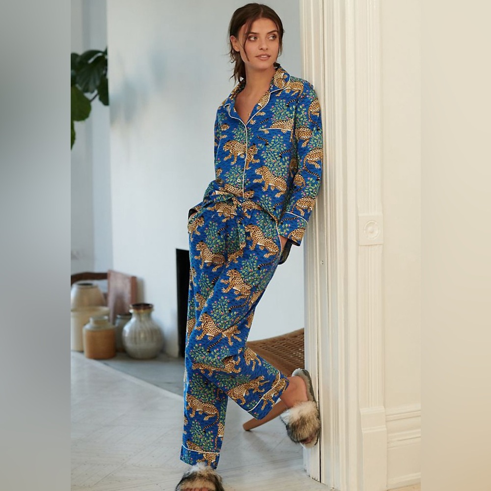 Printfresh 2X Bagheera Tiger Pajamas Sapphire Blue Pants & Top Set Cotton